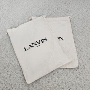 Lanvin Paris Cream Cotton Canvas Drawstring Dust Bags 10.5 × 13.5 inch Set of 2